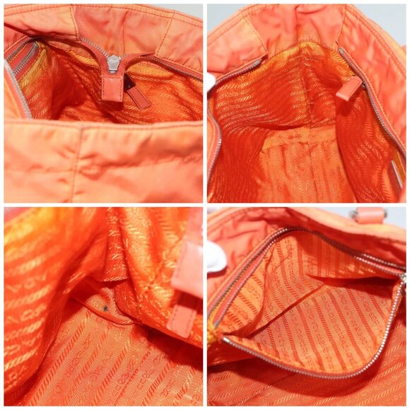 PRADA Tote Bag Nylon Orange Silver Auth - Picture 13 of 15